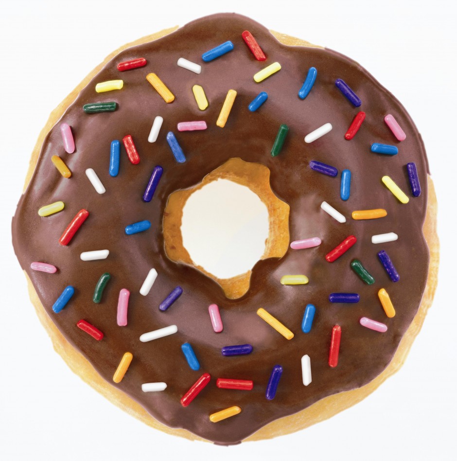chocolate frosted sprinkle doughnut