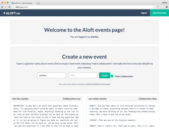 Aloft homepage