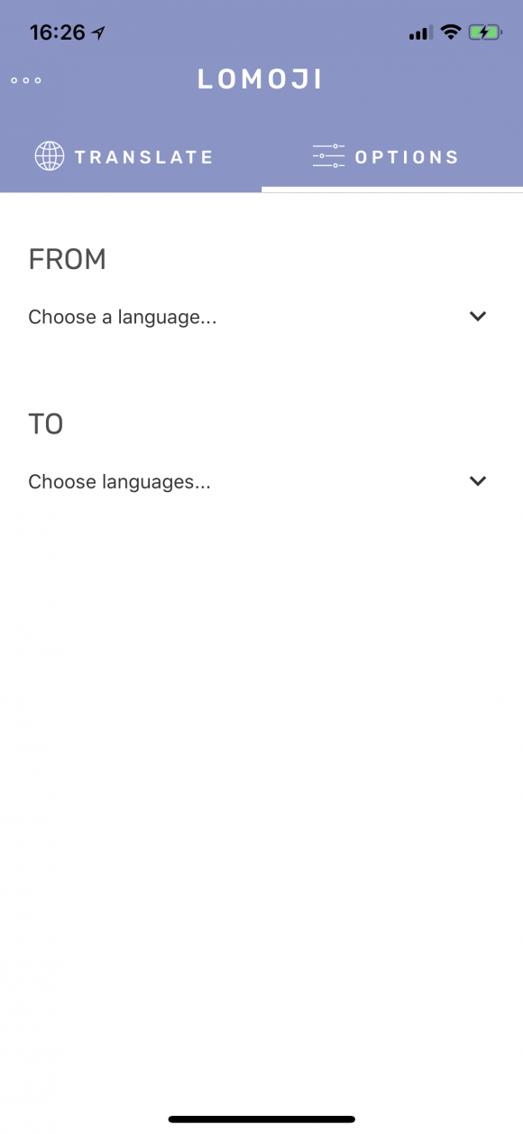 Selecting languages in Lomoji